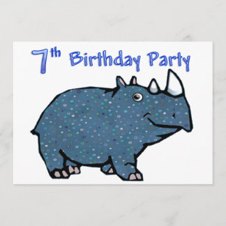 Blaues Nashorn-7. Geburtstag Einladung