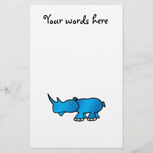 Blaues Nashorn Briefpapier (Vorderseite)