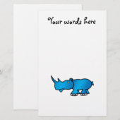 Blaues Nashorn Briefpapier (Vorne/Hinten)