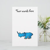 Blaues Nashorn Briefpapier (Stehend Vorderseite)