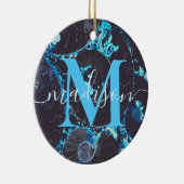 Blaues Nautilus-Muschel-Muster, ängstliche Geometr Keramik Ornament (Rechts)