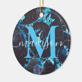 Blaues Nautilus-Muschel-Muster, ängstliche Geometr Keramik Ornament (Links)