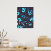 Blaues Nautilus-Muschel-Muster, ängstliche Geometr Poster (Küche)