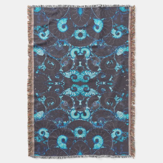 Blaues Nautilus-Muschel-Muster erschreckte Geometr Decke (Vorderseite Vertikal)