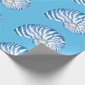 Blaues Nautilus-Muschel-Muster Geschenkpapier (Ecke)