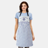 Blaues nautisches gestreiftes Monogramm Bootsname Schürze (Getragen)