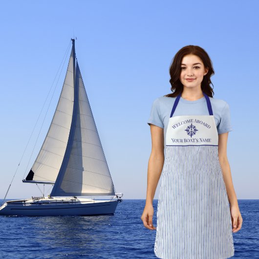 Blaues nautisches gestreiftes Monogramm Bootsname Schürze