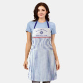 Blaues nautisches gestreiftes Monogramm Bootsname  Schürze (Getragen)