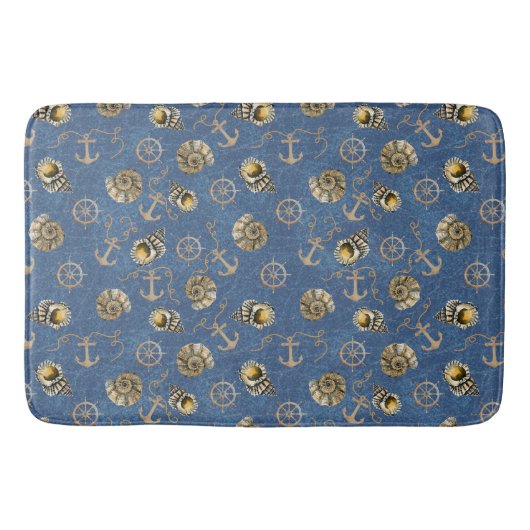 blaues nautisches Muster Badematte (Vorderseite)