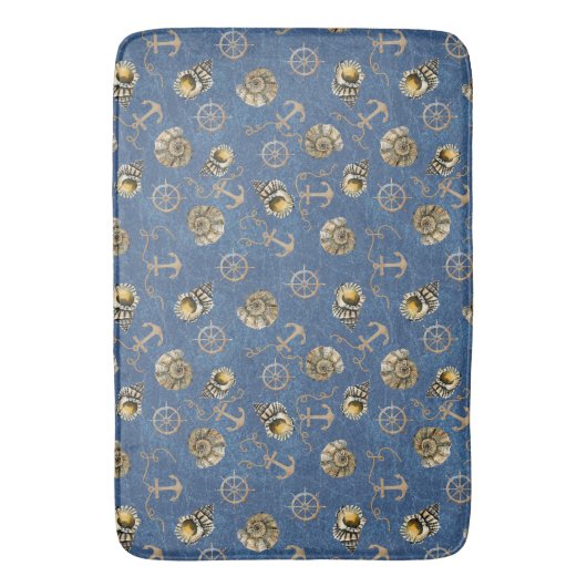 blaues nautisches Muster Badematte (Vorderseite Vertikal)