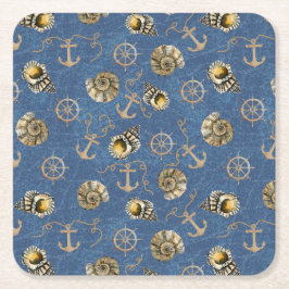 blaues nautisches Muster Rechteckiger Pappuntersetzer