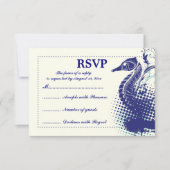 Blaues Navy-Seepferd auf Elfenbeinsommerhochzeit R RSVP Karte (Vorderseite)