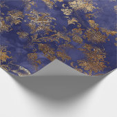 Blaues Navy Warmes Gold Floral Grungy Shabby Chic Geschenkpapier (Ecke)