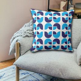 Blaues Navy-weißes geometrisches Tulip-Kissen Kissen