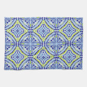 Blaues Neon-Mosaik-Handgemalt Geschirrtuch (Horizontal)