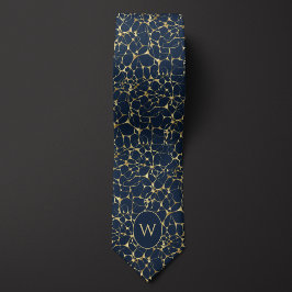 Blaues Neuronales Netzwerkmuster Krawatte