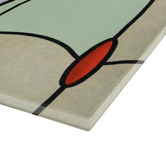 Blaues Neuveau Tulpe-Glasschneiden-Brett Schneidebrett (Ecke)