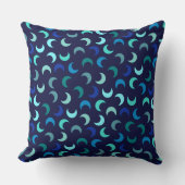 Blaues New Moon Muster Kissen (Vorderseite)