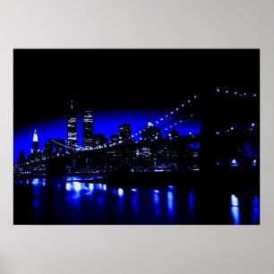 Blaues New York City Poster Druck