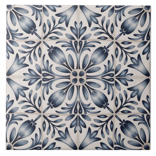 Blaues Niederländisches Delft-Muster Fliese (Vorderseite)