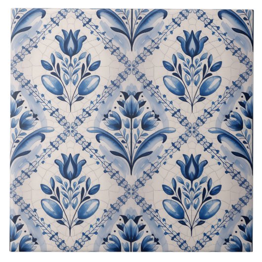 Blaues Niederländisches Delft-Muster Fliese (Vorderseite)