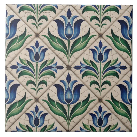 Blaues Niederländisches Delft-Muster Fliese (Vorderseite)