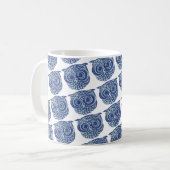 Blaues niedliches Eule-Bild Kaffeetasse (Vorderseite Links)