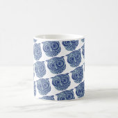Blaues niedliches Eule-Bild Kaffeetasse (Mittel)