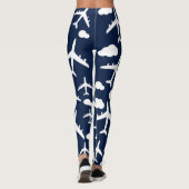 Blaues niedliches Flugmuster Leggings (Rückseite)