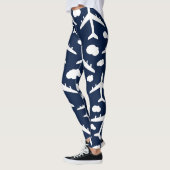 Blaues niedliches Flugmuster Leggings (Links)