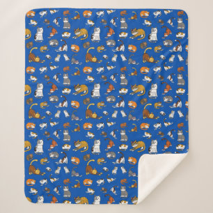 Blaues niedliches Katzenmuster für Katzenliebhaber Sherpadecke