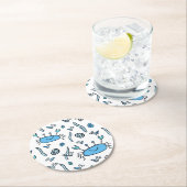 Blaues Niedliches Krabbenmeer Tiermuster Kinder Runder Pappuntersetzer (Vor Ort)