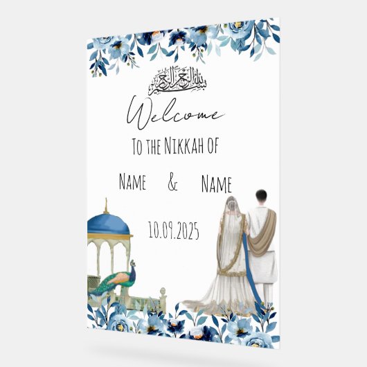 Blaues Nikkah-Zeichen Acrylschild (Winkel)