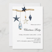 Blaues nordisches Dekor, einfaches Weihnachtsgebäc Einladung (Vorderseite)