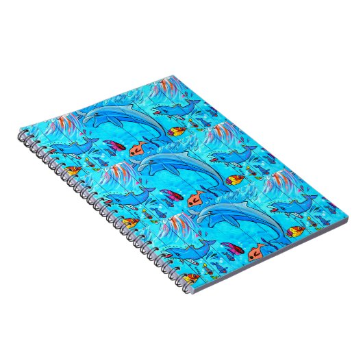 Blaues Notizbuch zum Lachen von Delphinen Notizblock (Rechte Seite)