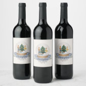 Blaues Nutcracker Winterwunderland Babydusche Weinetikett (Flaschen)