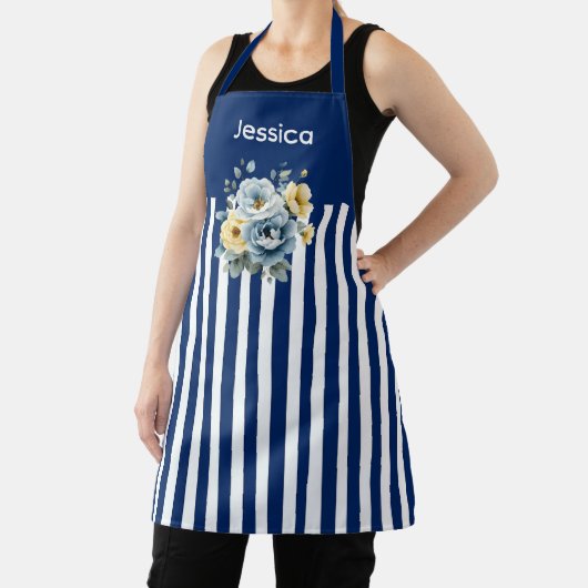 Blaues Oberteil mit weißen Streifen Schürze (InSitu)