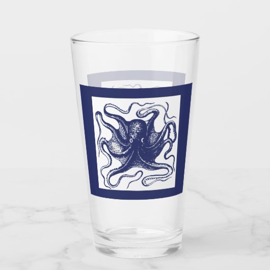 Blaues Octopus-Pint-Glas Glas (Vorderseite)