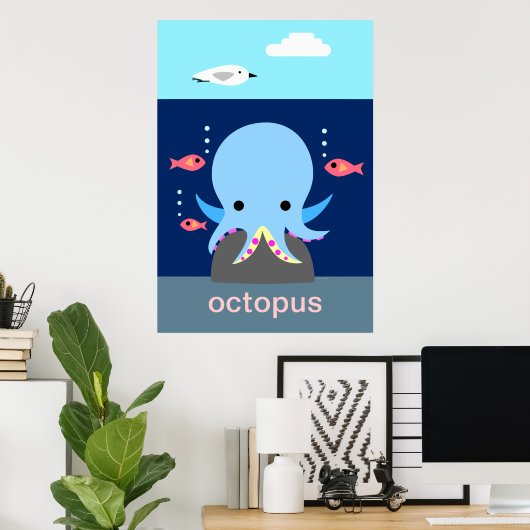 Blaues Octopus-Poster Poster (Heimbüro)