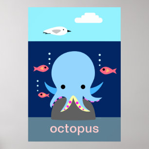 Blaues Octopus-Poster Poster
