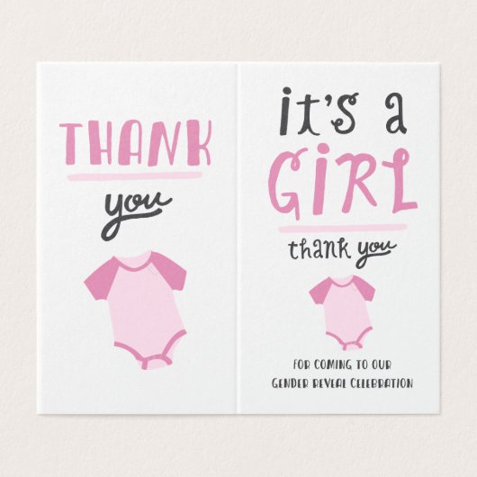 Blaues oder rosa Baby-Geschlecht decken danken Visitenkarten (Außenseite Aufgefaltet)