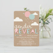 Blaues oder rosa Baby-Geschlecht decken Party Einladung (Stehend Vorderseite)