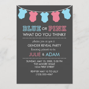 Blaues oder rosa Geschlecht decken Party einladen Einladung