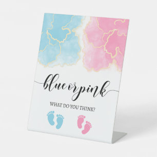 Blaues oder rosa Goldgeschlecht zeigen Babydusche Sockelschild