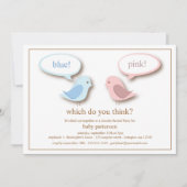 Blaues oder rosa kleines Vogel-Geschlecht decken Einladung (Vorderseite)