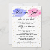 Blaues oder rosa Modernes Aquarellgeschlecht offen Einladung (Vorderseite)