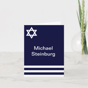 Blaues OffsetBar personalisierter Mitzvah danken Dankeskarte