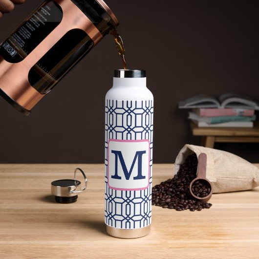 Blaues Oktagon-Monogramm im Prepper-Stil Trinkflasche (Kaffee)