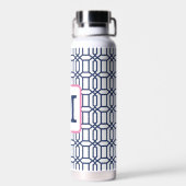 Blaues Oktagon-Monogramm im Prepper-Stil Trinkflasche (Rückseite)