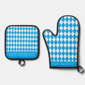 Blaues Oktoberfest Ofenhandschuh & Topflappen-Set (Vorderseite)